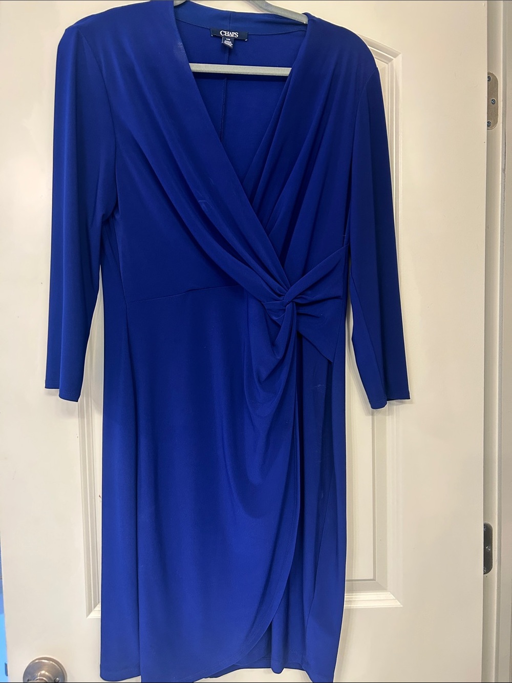 Chaps Royal Purple Long Sleeve Wrap Dress with Side Knot